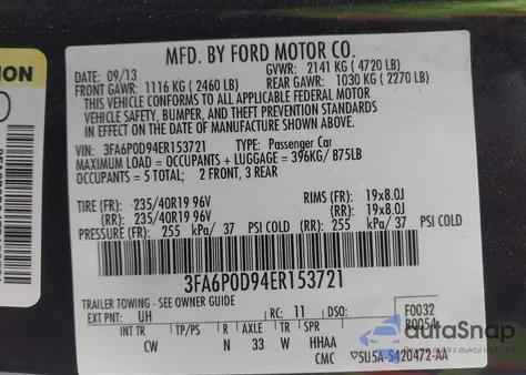 2014 Ford Fusion Titanium из США, поврежденный, VIN 3FA6P0D94ER153721